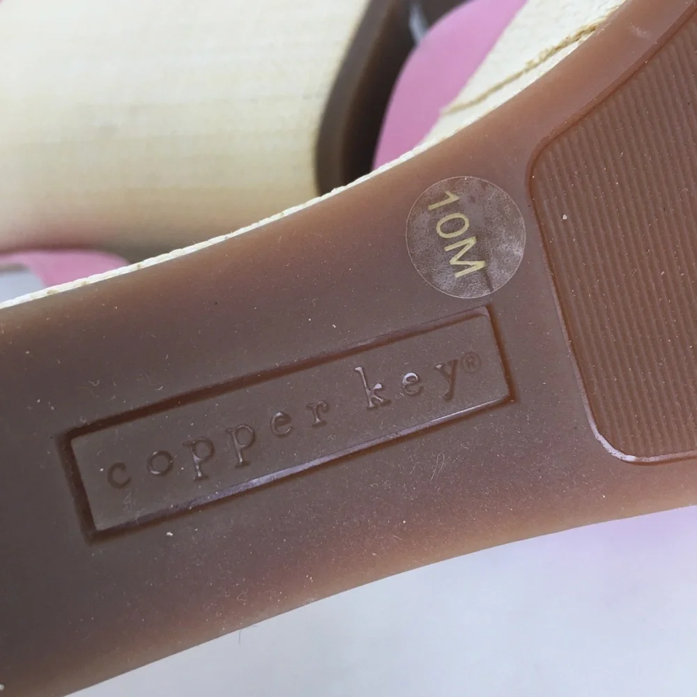 Copper Key Pink Leather Platform Wedge Sandals Women’s Size 10 Fairycore